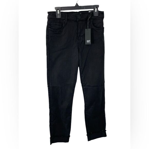 NWT Kut From The Kloth Amy Crop Straight Leg Jeans Black Size 0 Denim‎ - Picture 1 of 7